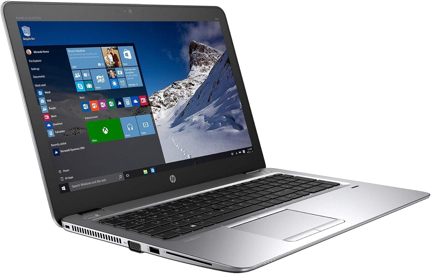 لپ‌تاپ HP EliteBook 850 G3 در حالت روشن با ویندوز 10
