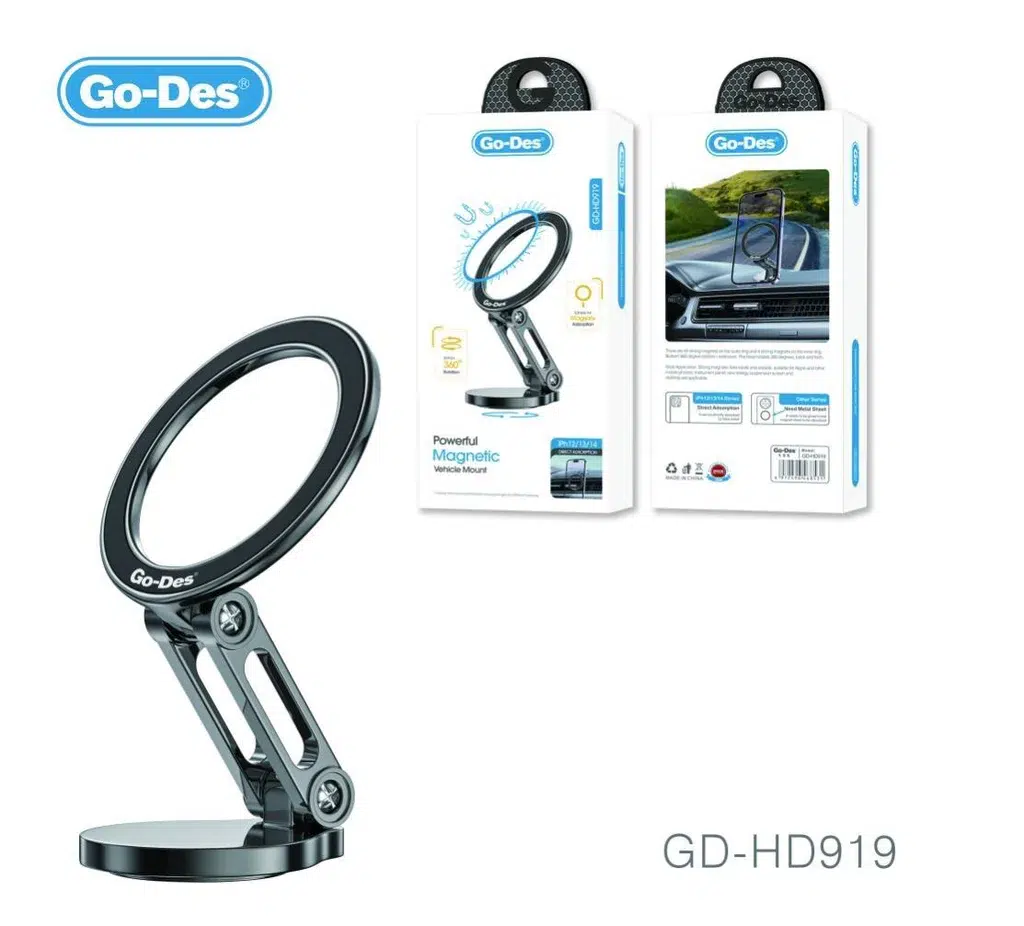 نگهدارنده مغناطیسی گوشی Go Des مدل GD HD919 با چرخش ۳۶۰ درجه و آهنربای قوی