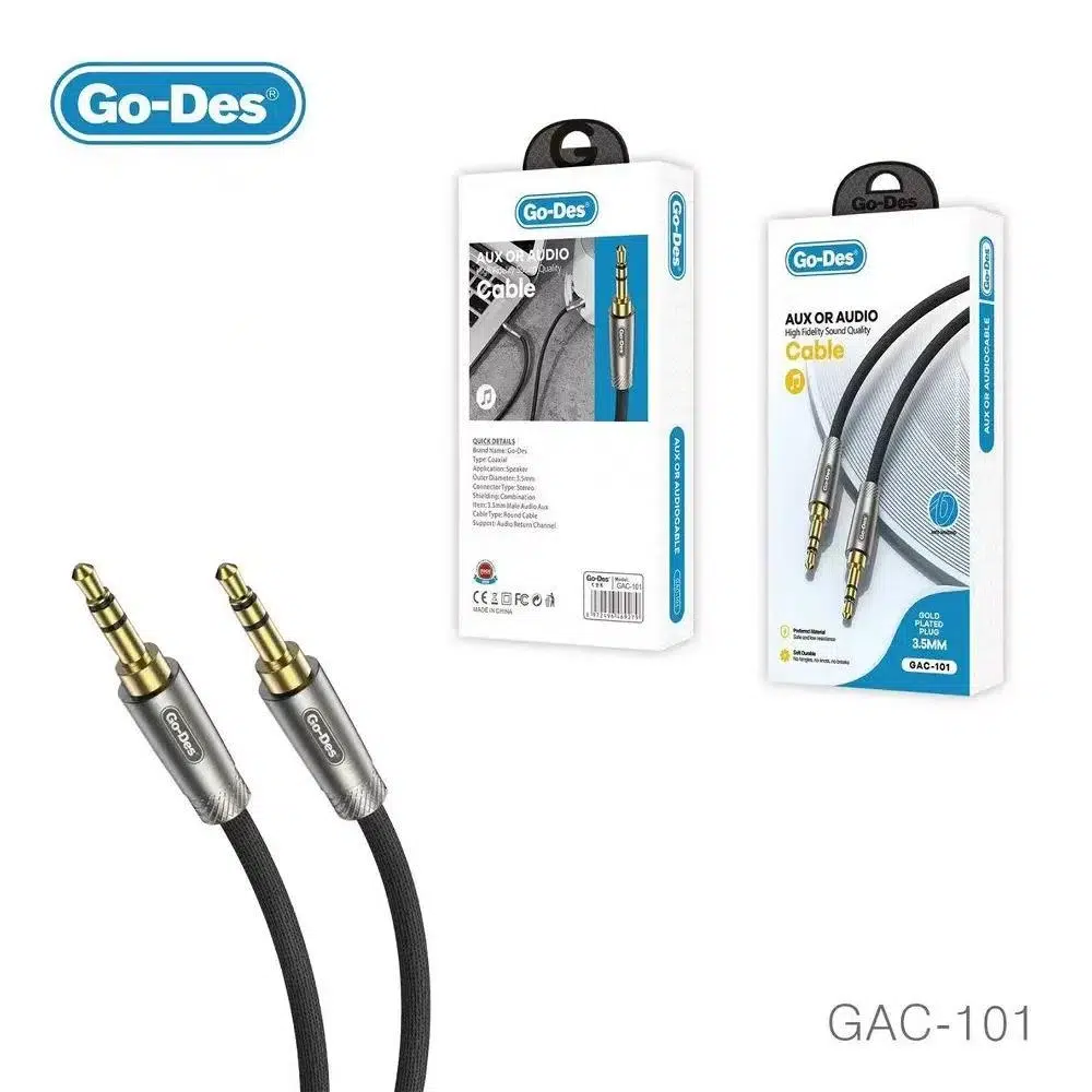 نمای نزدیک از کانکتور طلایی کابل صوتی GAC-101