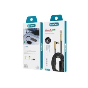 کابل AUX فنری Go-Des GAC-216 با جک زاویه‌دار ۹۰ درجه