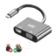 نمای جانبی مبدل USB-C به VGA و HDMI
