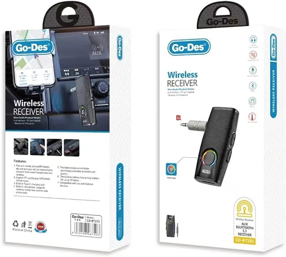 Bluetooth Audio Receiver Go Des GD-BT203 با بلوتوث 5.3 و میکروفون داخلی