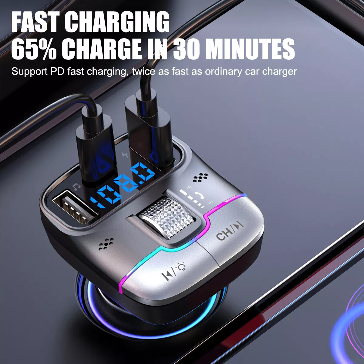 شارژر فندکی و پخش‌کننده موسیقی بلوتوث خودرو GO-DES مدل GD-BT39