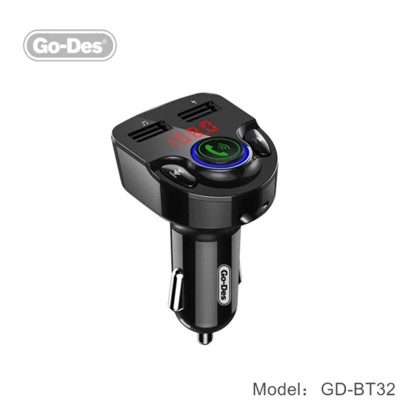 پخش‌کننده بلوتوثی خودرو Go-Des مدل GD-BT32 | شارژر فندکی، FM Player و هندزفری در یک دستگاه