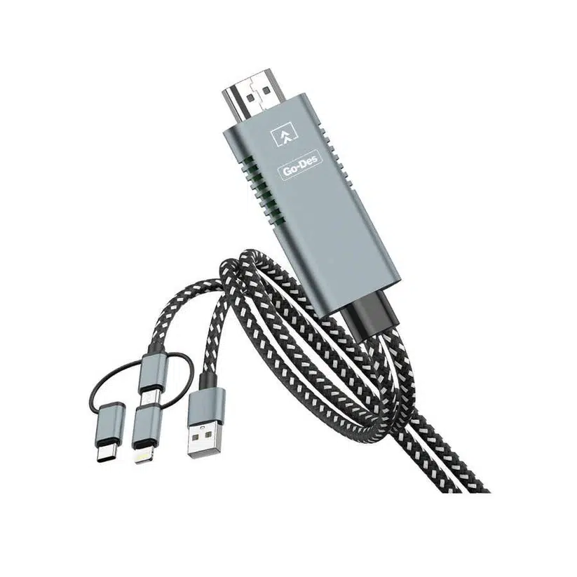 کابل HDMI همه‌کاره 5 در 1 Go-Des مدل GD-8296 | مناسب برای لپ‌تاپ، موبایل، تلویزیون