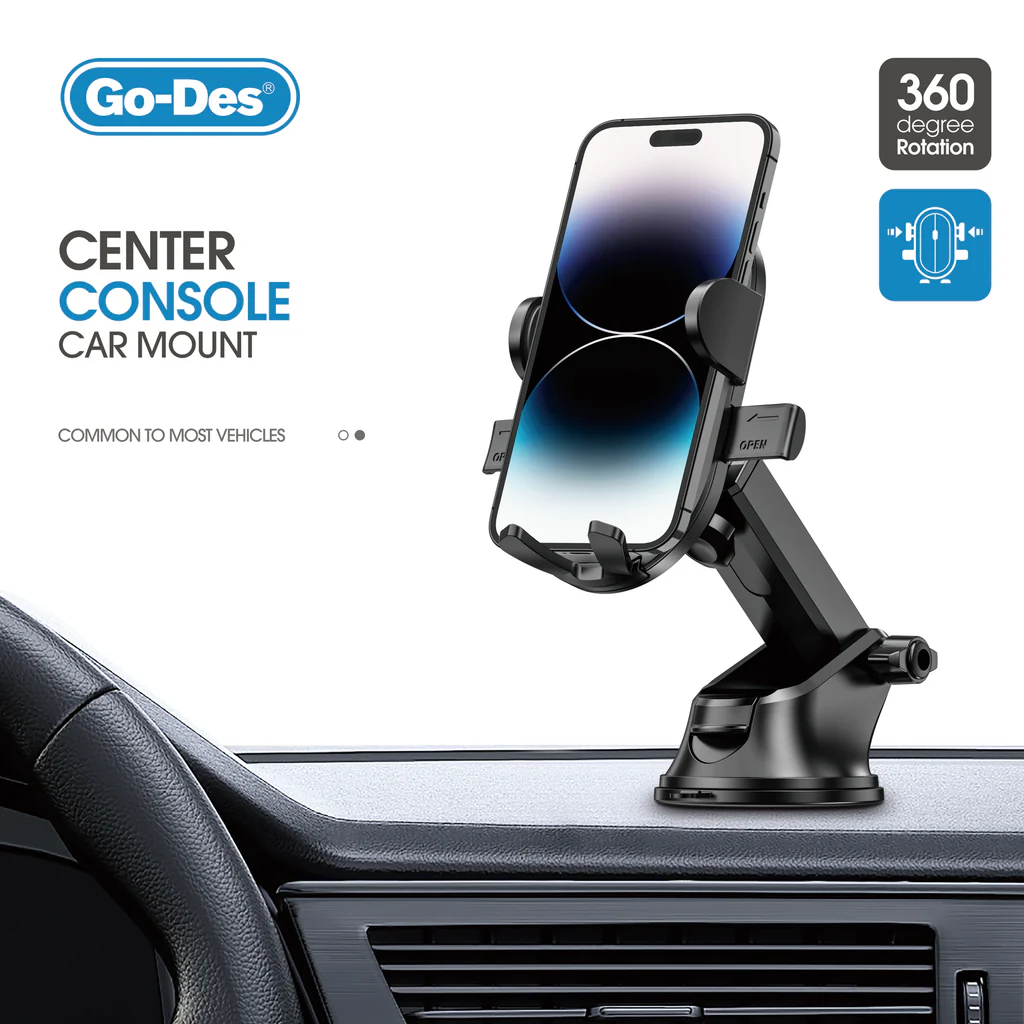 پایه مکنده‌ای گوشی Go-Des GD-HD643 روی شیشه جلو