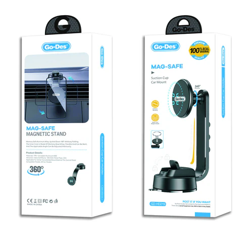 پایه مغناطیسی Go Des مدل GD-HD219 نصب‌شده روی شیشه