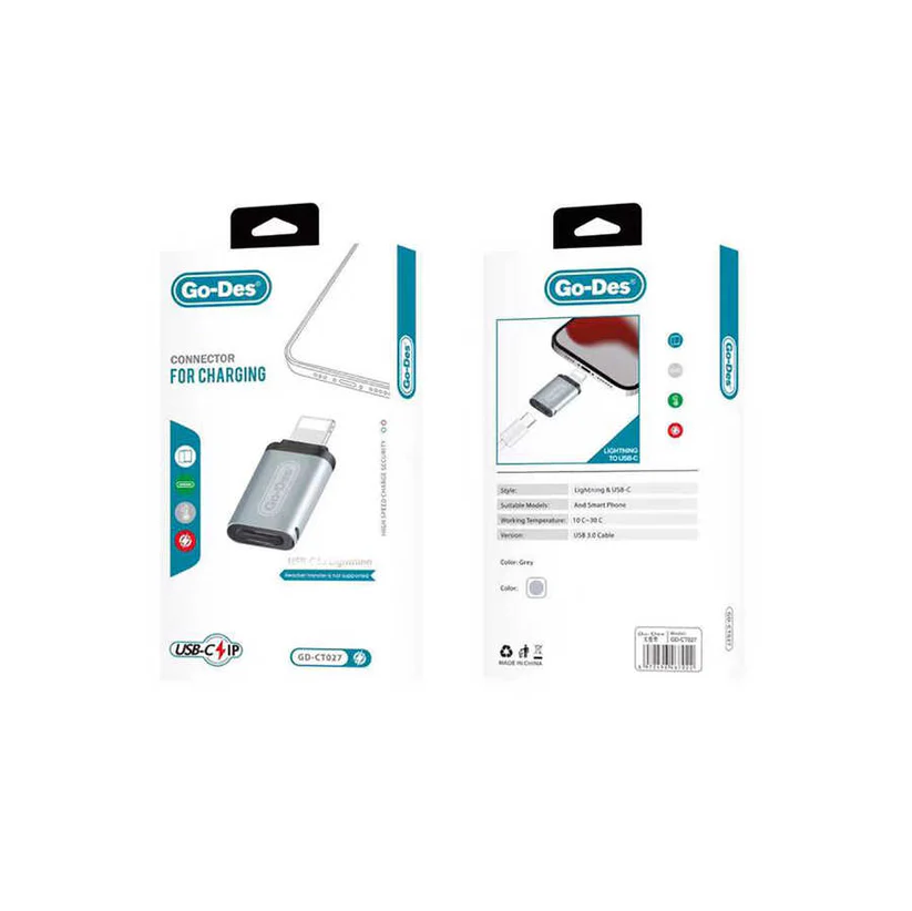 کانکتور Type-C به Lightning مشکی Go Des