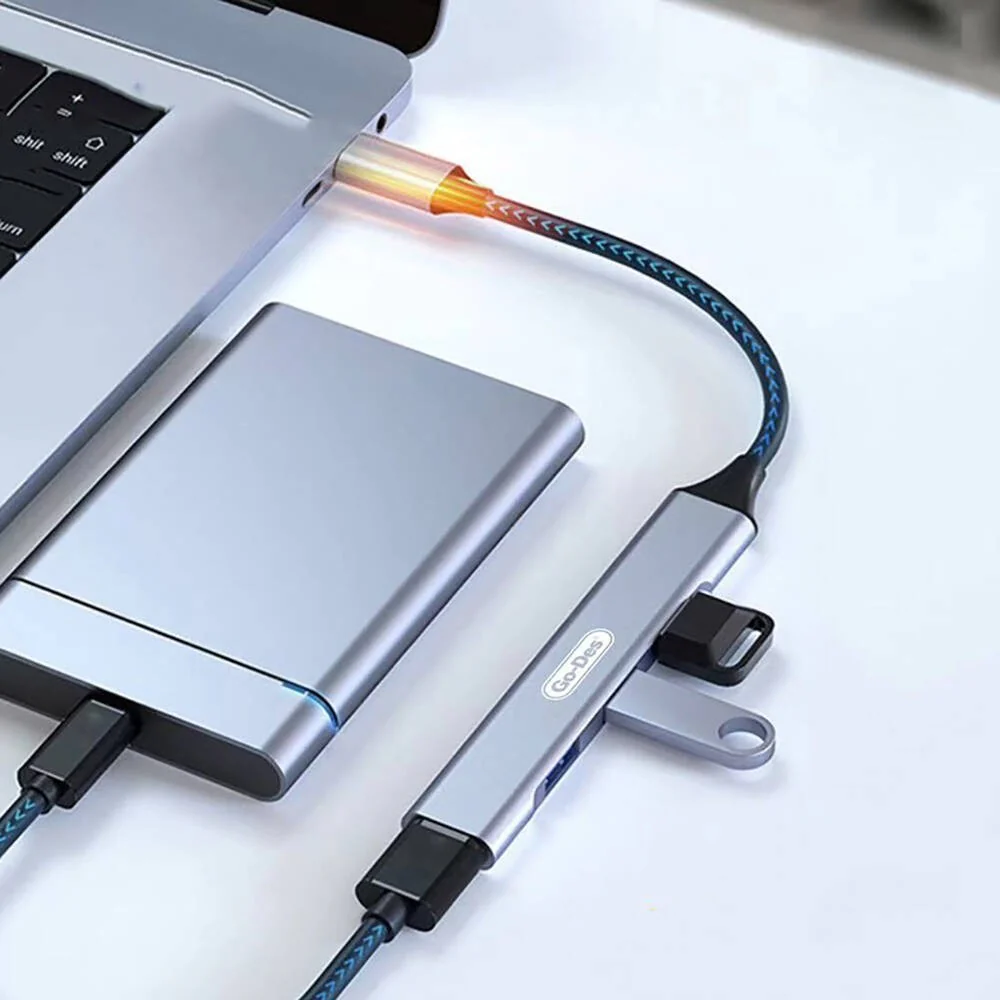 Go Des GD-UC702S 4-Port USB Hub Type-C Connection