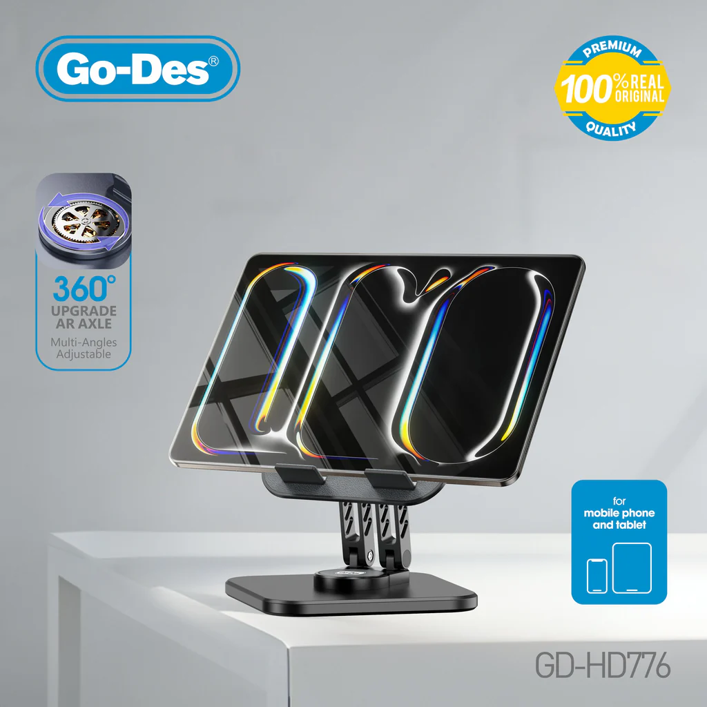 استند تبلت و آیپد Go-Des GD-HD776 با پایه چرخان 360 درجه پایه رومیزی تاشو و قابل تنظیم
