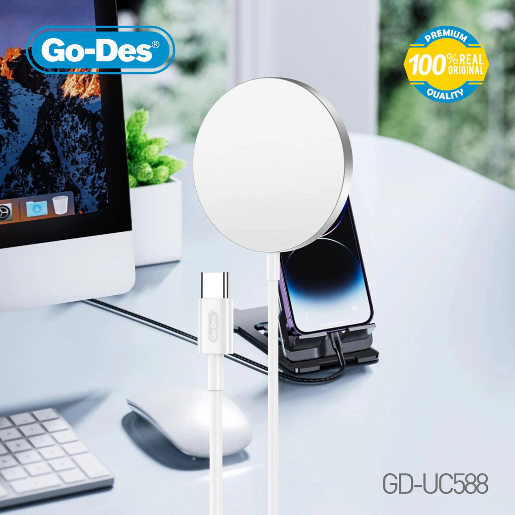 خرید شارژر مغناطیسی MagSafe Go-Des GD-UC588 شارژر بی‌سیم 15 وات USB-C Market7