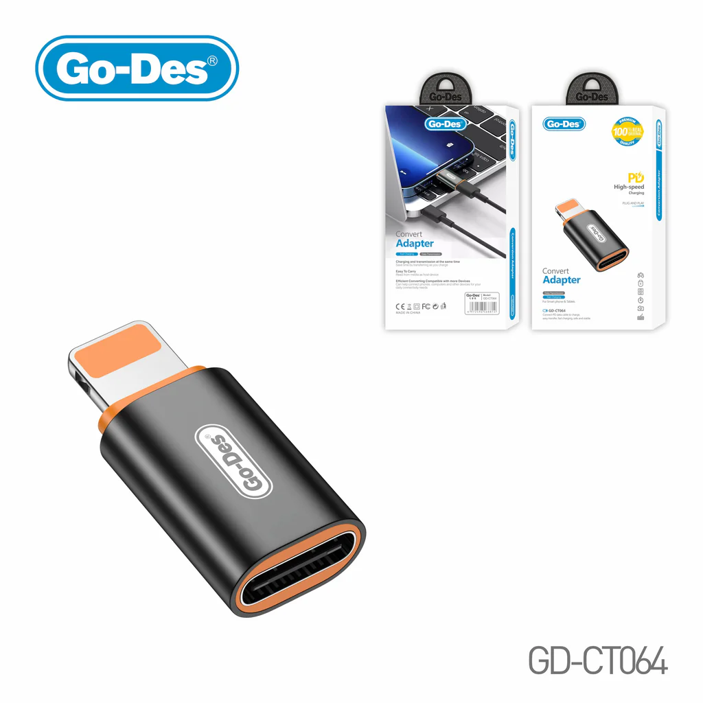 خرید مبدل Type-C به Lightning گو-دس GD-CT064 شارژ سریع PD20W