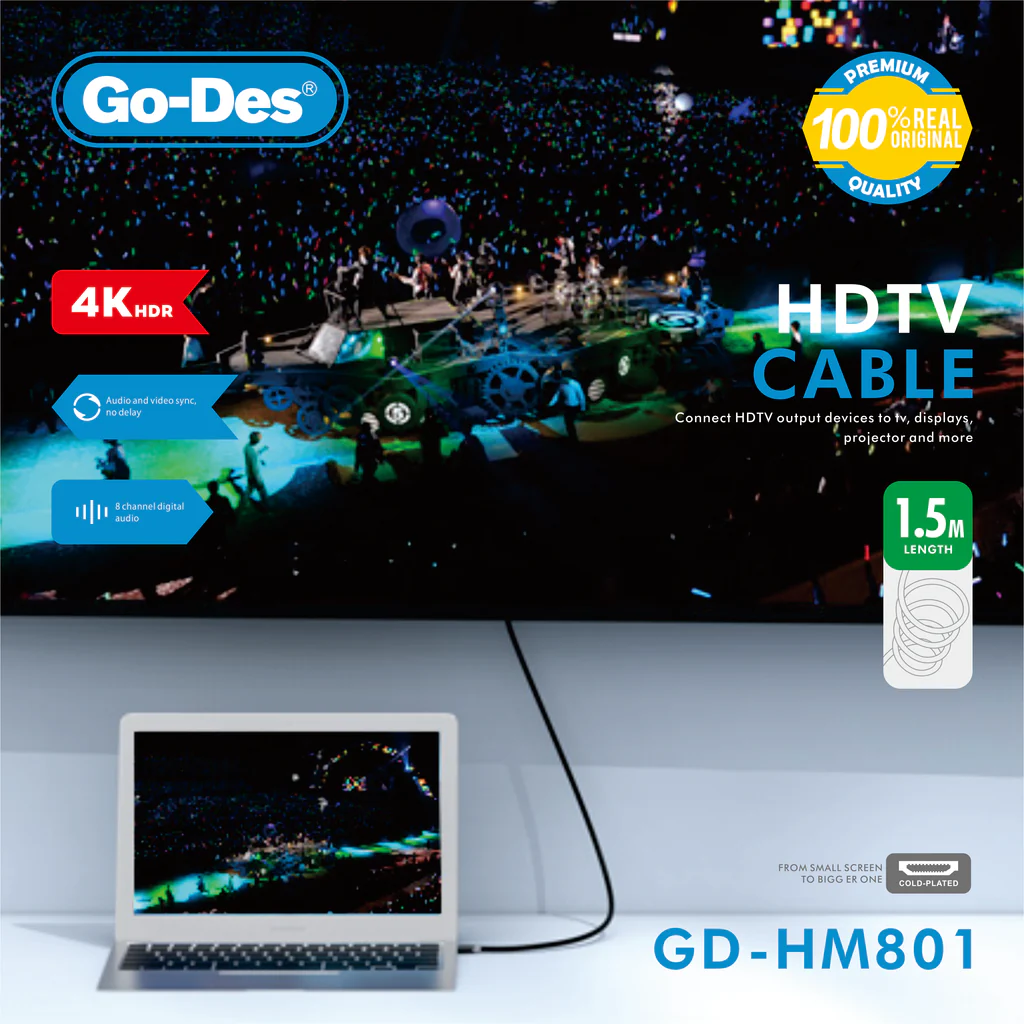 خرید کابل HDMI 2.0 گو دس GD-HM801 کابل 4K UHD برای تلویزیون، مانیتور و کنسول بازی Market7