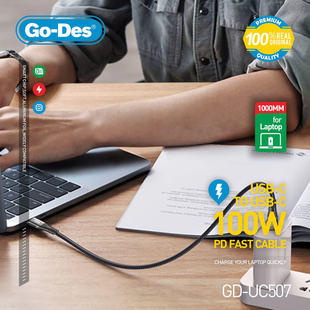 خرید کابل Type-C به Type-C Go-Des GD-UC507 کابل PD 60W فست شارژ لپ تاپ و موبایل Market7