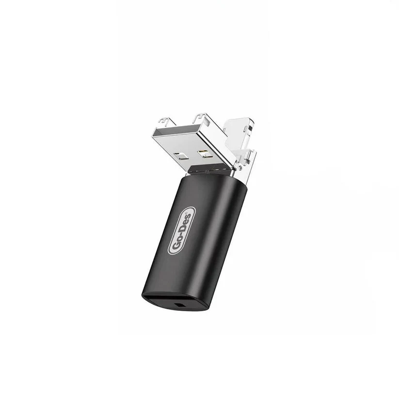 خرید کارت‌خوان OTG گو-دس GD-CT190 تبدیل TF به USB و Lightning با USB 3.0 مارکت7