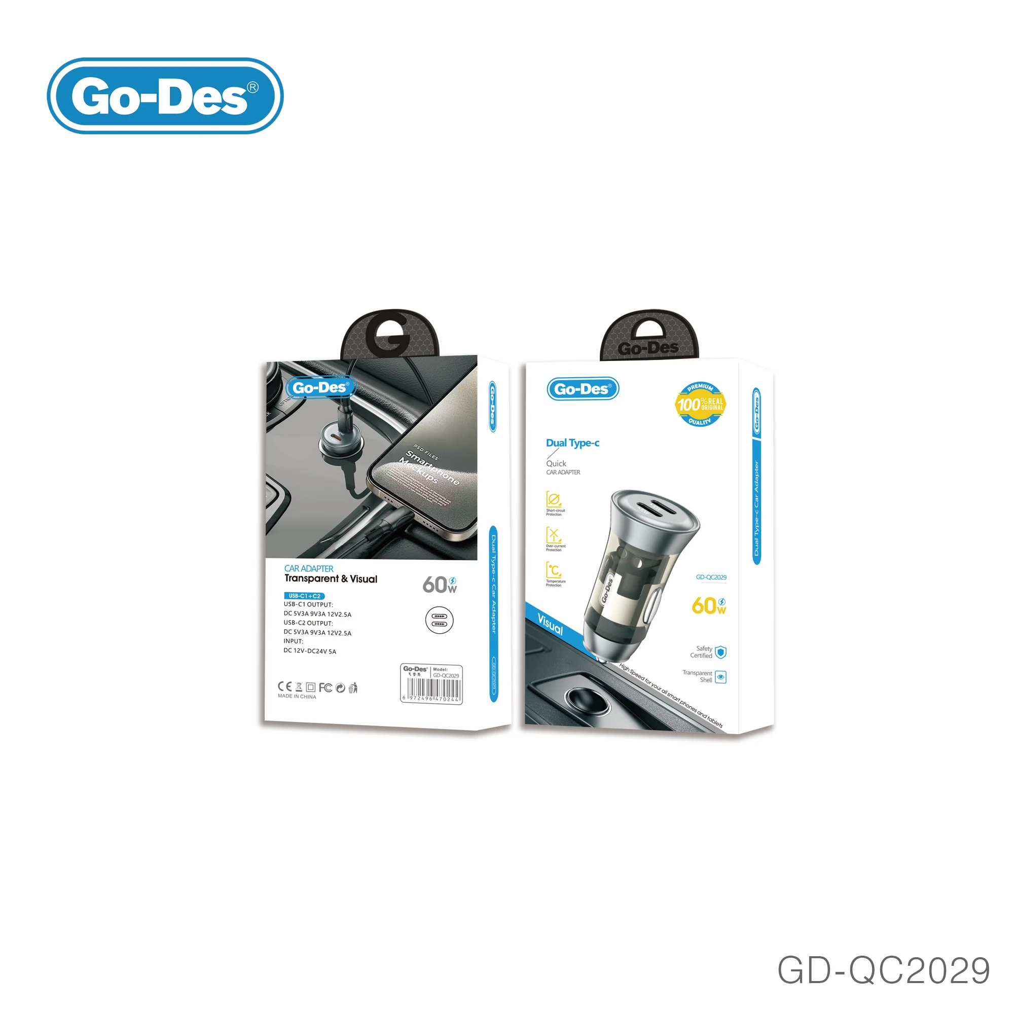 شارژر خودرو 60 وات گو-دس مدل GD-QC2029