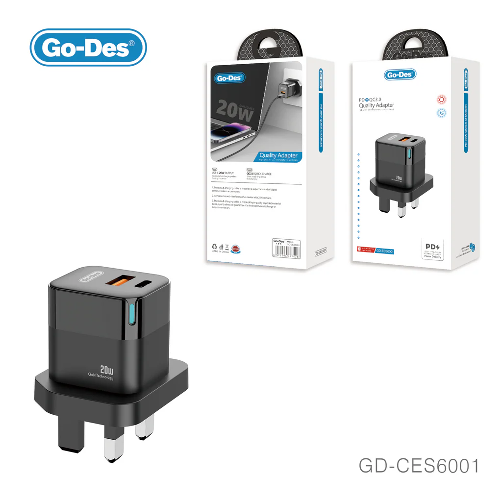 شارژر دیواری Go-Des GD-CES6001 با نمایشگر LED