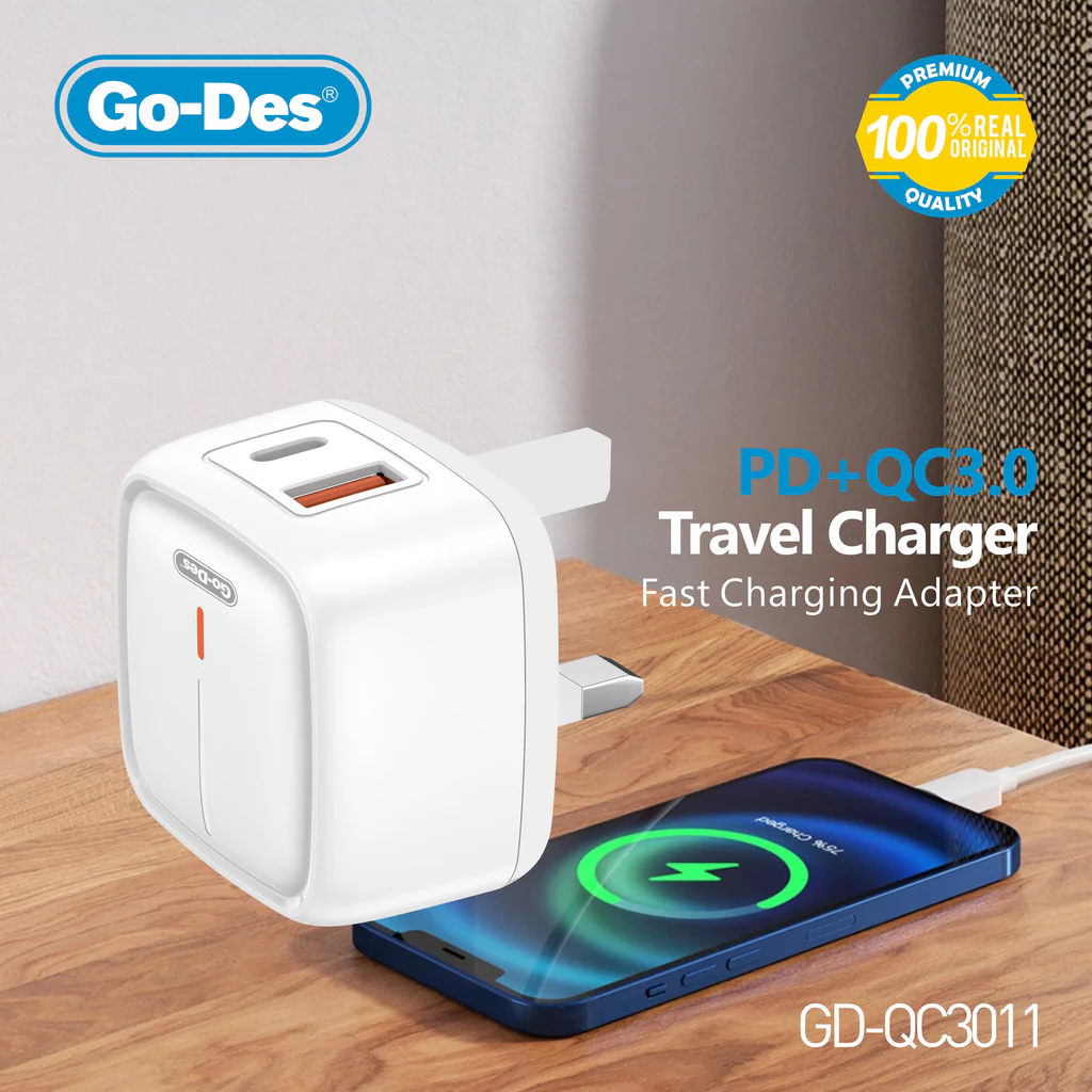 شارژر دیواری Go-Des GD-QC3011 دو پورت 20 وات