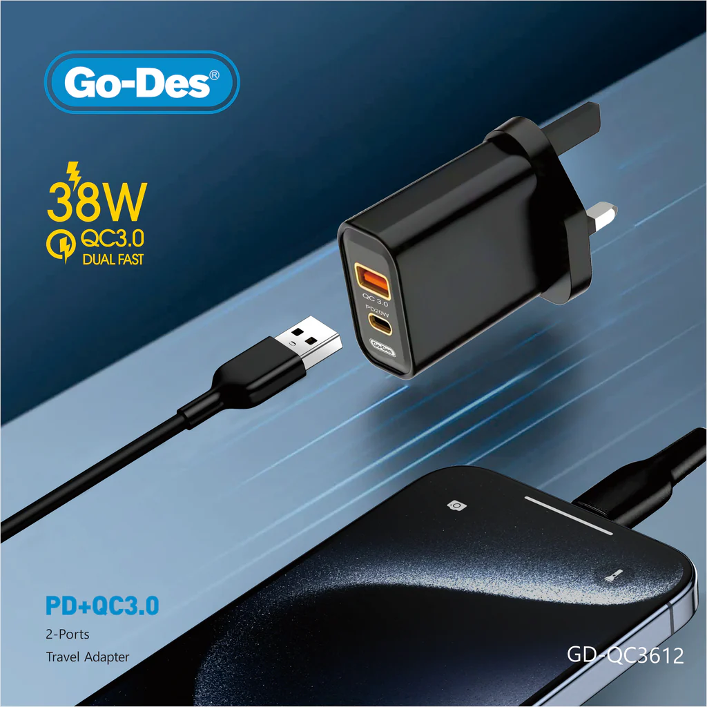 شارژر دیواری PD و QC3.0 دو پورت