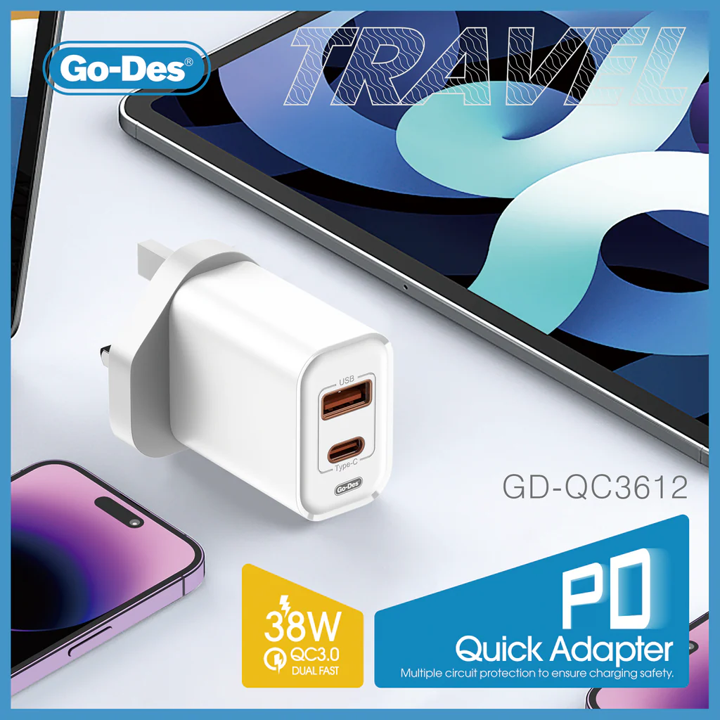 شارژر فست شارژ Go-Des مدل GD-QC3612