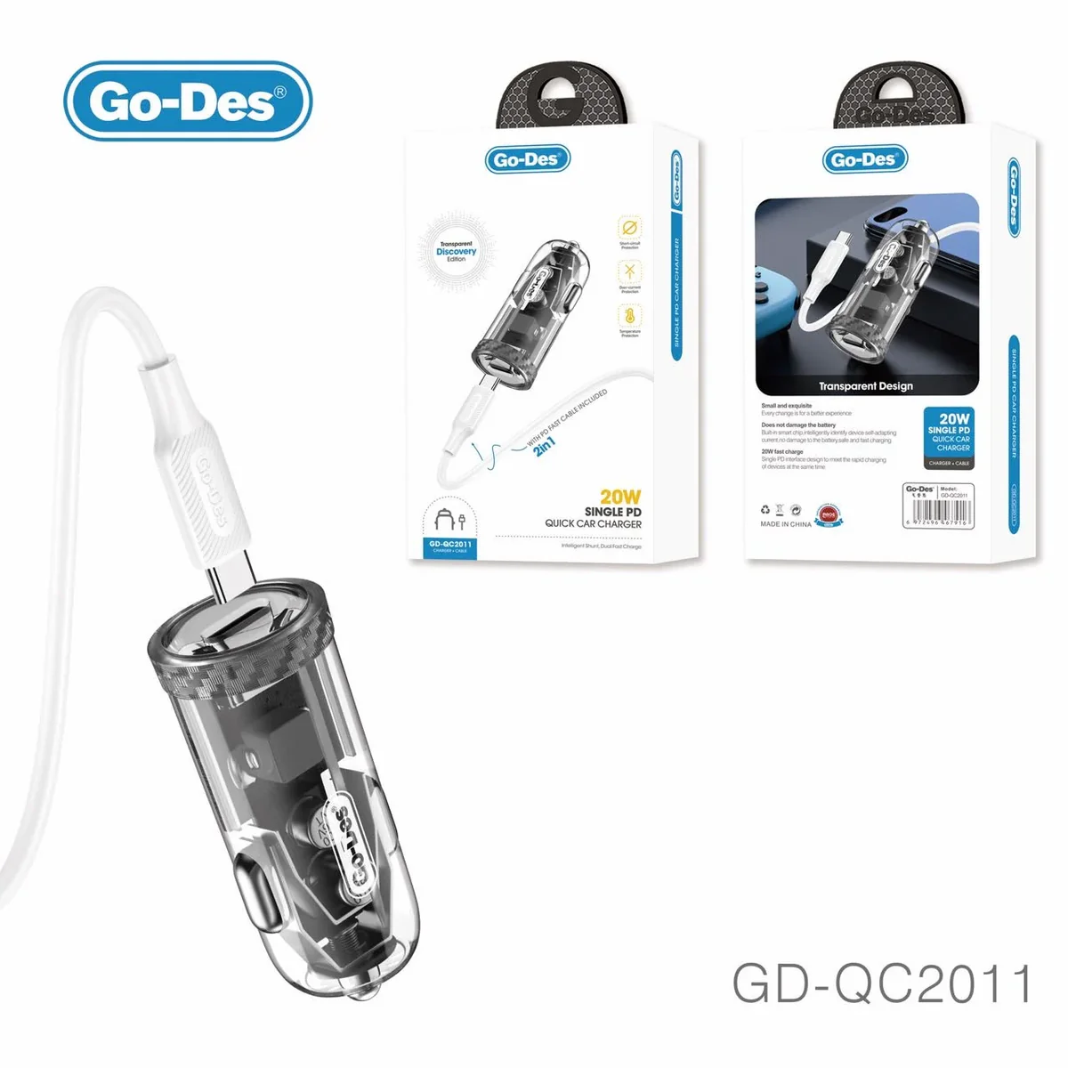 شارژر فندکی Go-Des GD-QC2011 با فناوری PD