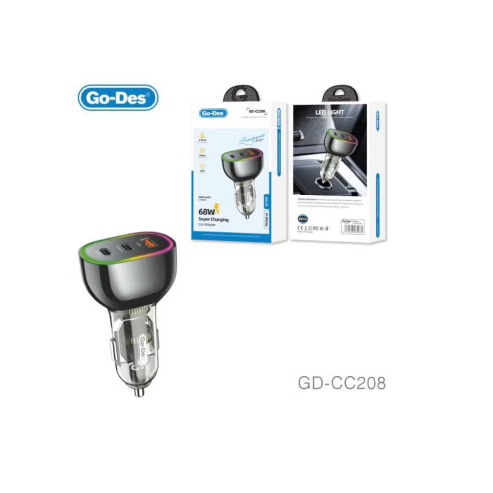 شارژر فندکی LED دار گو-دس مدل GD-CC208