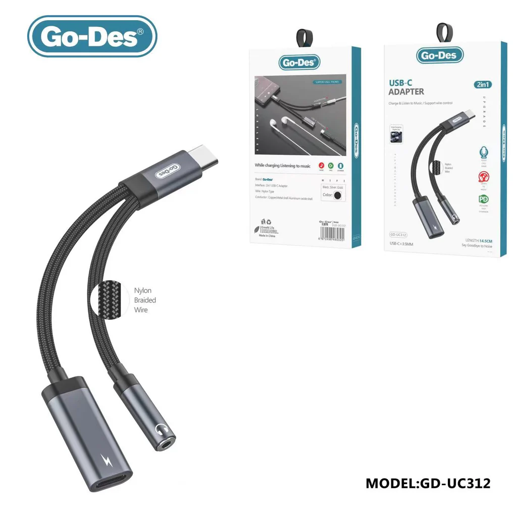 مبدل Type-C به AUX گو دس مدل GD-UC312