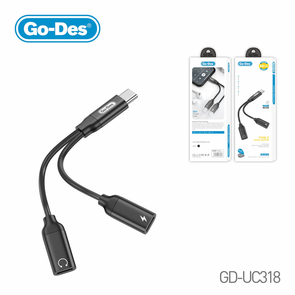 مبدل شارژ و صدا Type-C گو دس مدل GD-UC318