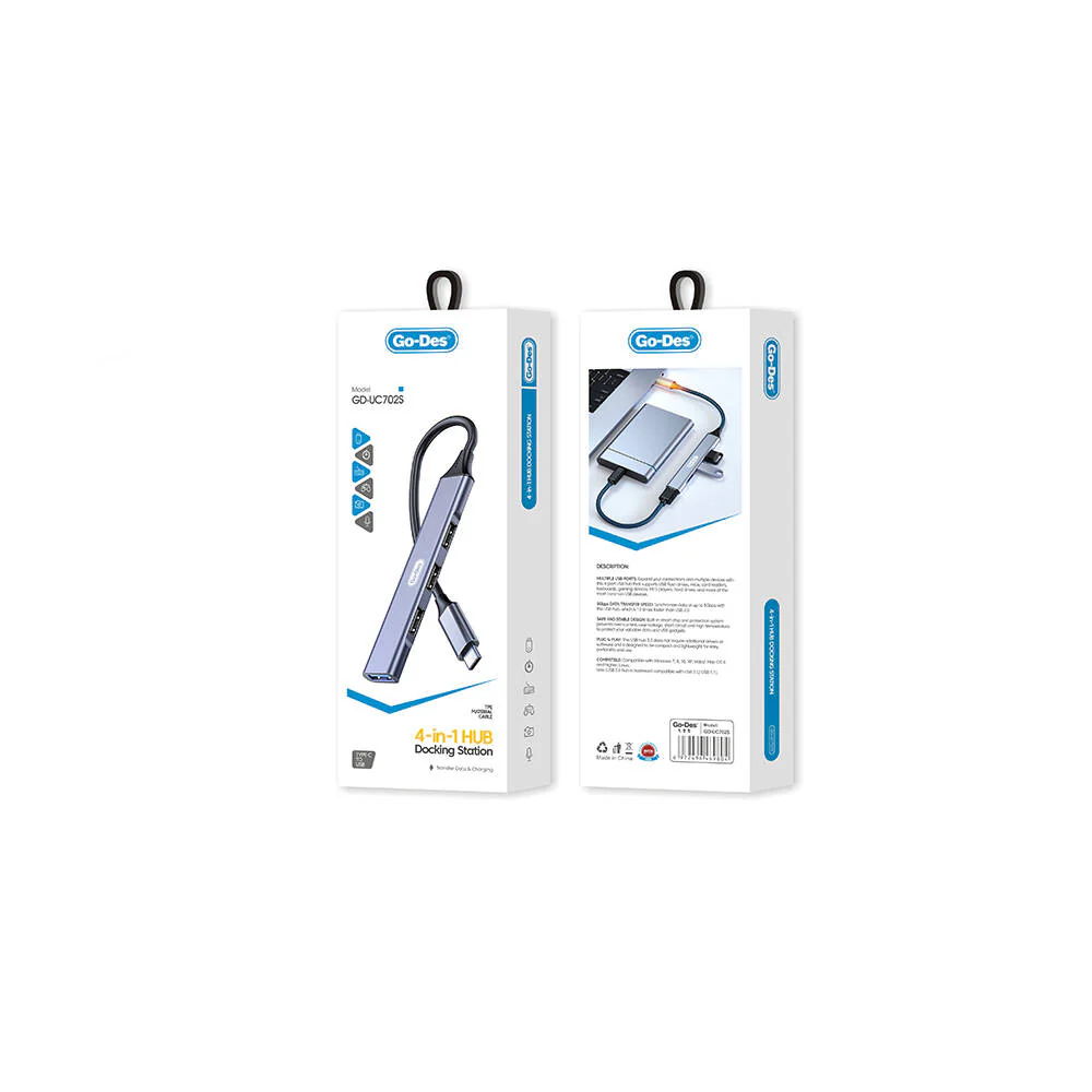هاب Go Des GD-UC702S با 4 پورت USB و اتصال Type-C