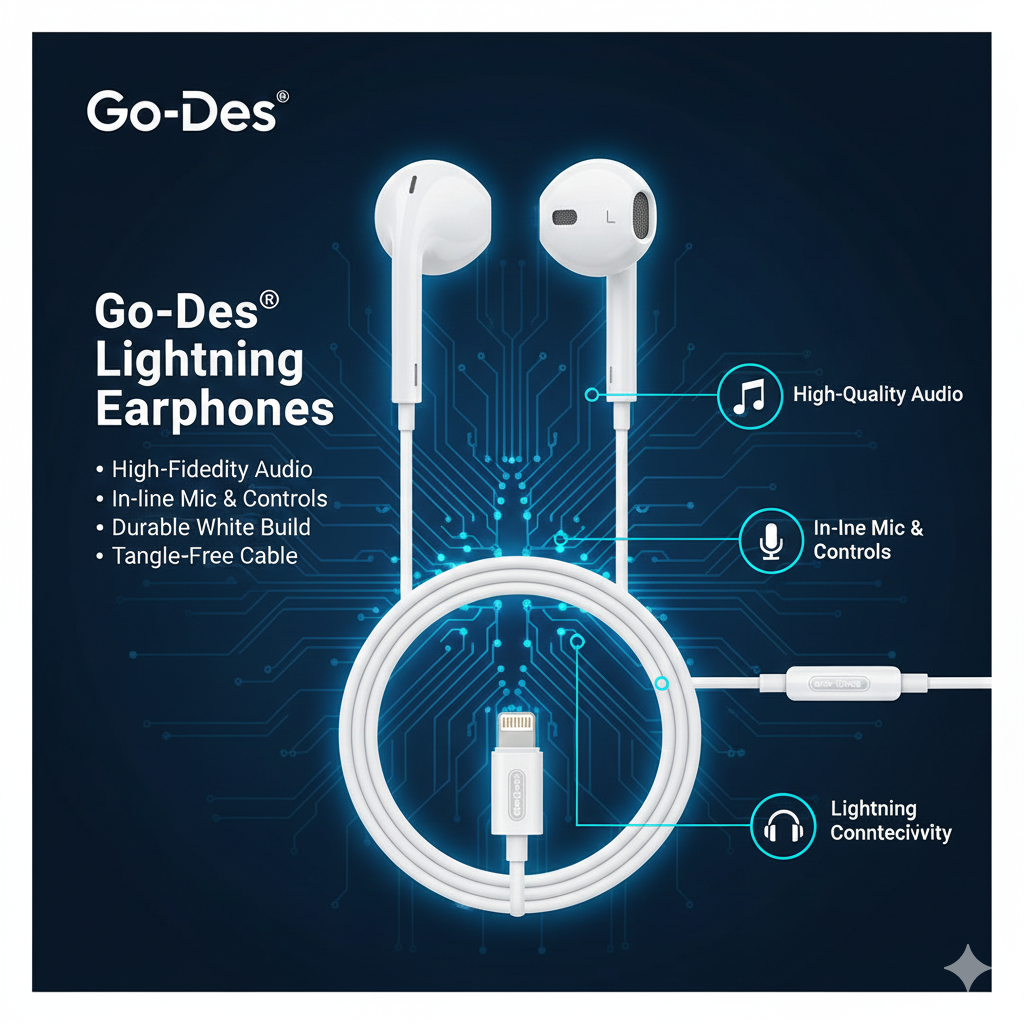 هندزفری لایتنینگ Go-Des مدل GD-EP010 سفید