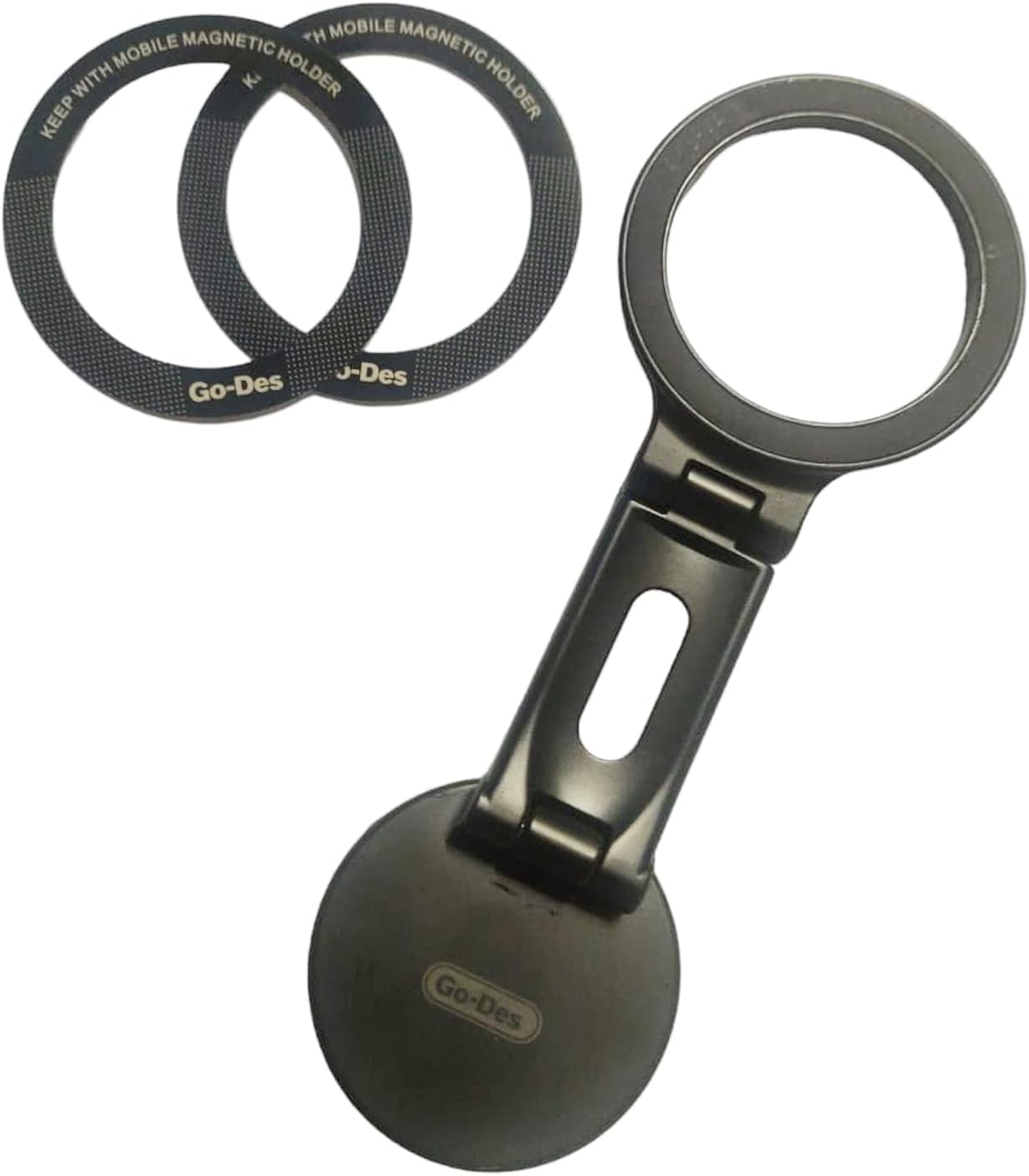 هولدر مغناطیسی Go-Des GD-HD218 با آهنربای قدرتمند، چرخش 360 درجه و قابلیت نصب روی داشبورد و دریچه کولر، مناسب انواع گوشی‌های هوشمند.