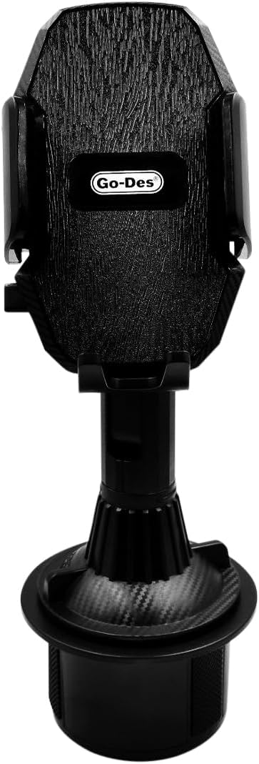 هولدر موبایل Go-Des GD-HD568 با نصب داخل جا لیوانی خودرو، چرخش 360 درجه، بازوی قابل تنظیم و نگهدارنده محکم، مناسب انواع گوشی‌های هوشمند.