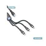 کابل شارژ 3 در 1 Go-Des GD-UC802 با سه خروجی USB-C، پشتیبانی از شارژ سریع Power Delivery، انتقال داده، روکش مقاوم و مناسب موبایل، تبلت و لپ‌تاپ.