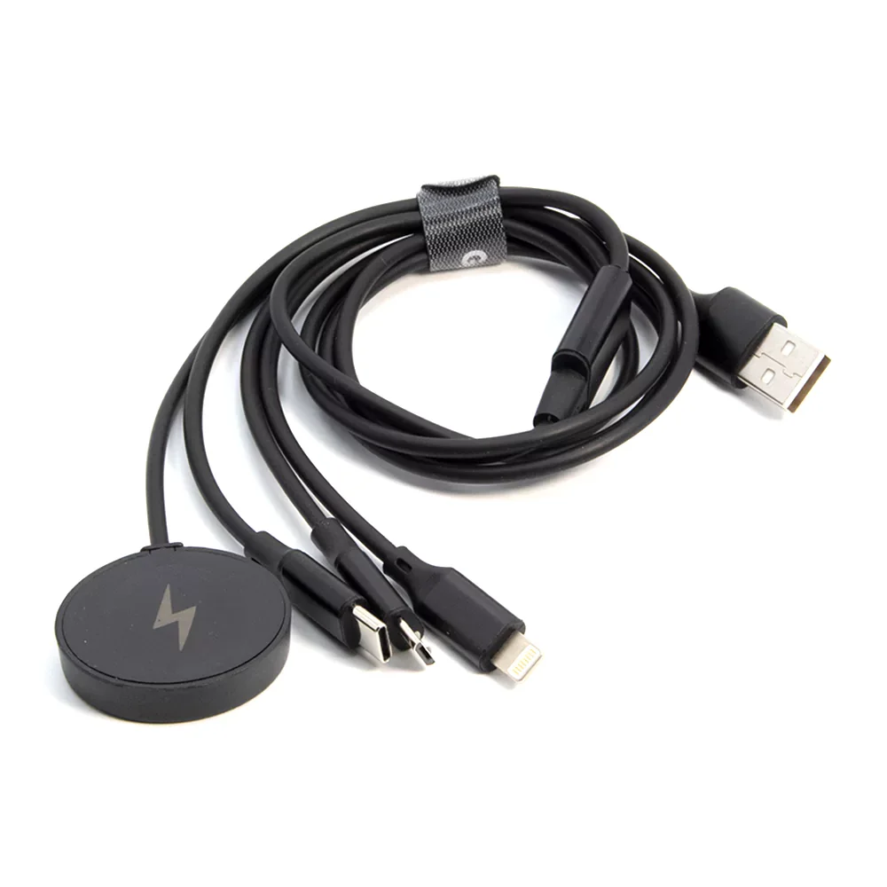 کابل شارژ 4 در 1 Go Des GD-UC561 کابل چندکاره Type-C، Lightning، Micro USB و شارژر ساعت هوشمند