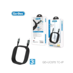 کابل شارژ سریع Go-Des GD-UC575 TC-IP Type-C به Lightning با توان 27 وات PD، طول 3 متر، قابلیت انتقال اطلاعات و سازگاری کامل با آیفون، آیپد و ایرپاد