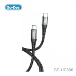 کابل شارژ سریع Go-Des GD-UC596 Type-C به Type-C با توان 60 وات، جریان 5 آمپر، طول 2