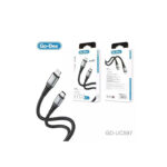 کابل شارژ سریع Go-Des GD-UC597 Type-C به Lightning با توان 20 وات PD، طول 2 متر، روکش نایلونی بافته شده مقاوم و قابلیت انتقال اطلاعات برای آیفون و آیپد