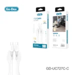 کابل شارژ سریع Go-Des GD-UC727 C-C Type-C به Type-C با توان 60 وات PD، طول 2 متر، انتقال داده 480Mbps، هسته مسی خالص و روکش TPE مقاوم