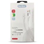 کابل شارژ و انتقال داده Go-Des GD-UC513IP با رابط USB به Lightning، پشتیبانی از شارژ سریع 3 آمپر، انتقال اطلاعات پایدار و سازگار با انواع آیفون، آیپد و لوازم جانبی اپل.